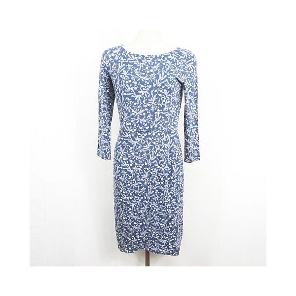 ローラアシュレイ LAURA ASHLEY ワンピース 膝下丈 長袖 ストレッチ