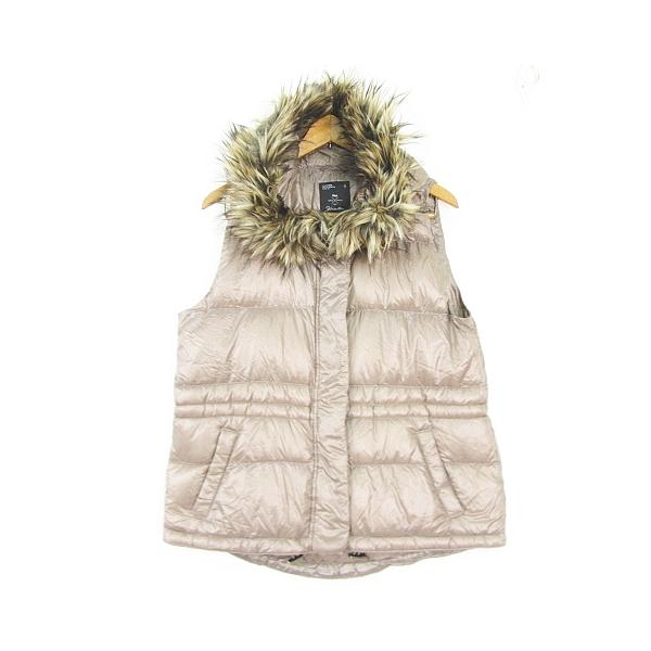 ギャップ GAP WINTER EDITION ダウンベスト フード付き M ベージュ kz13747 レディース