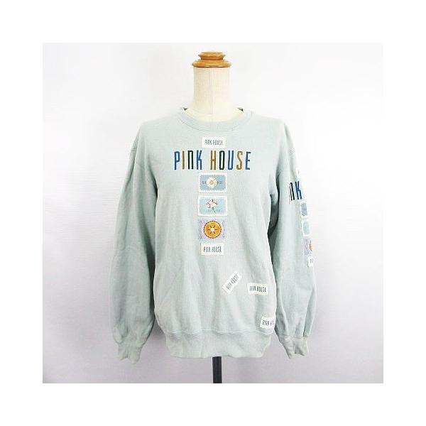PINK HOUSE ピンクハウス トレーナー スウェット 長袖 丸首 ロゴ PINK HOUSE ピンクハウス トレーナー スウェット 長袖 丸首 ロゴ