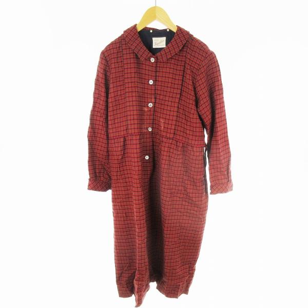 【新品未使用】ファミリア　長袖ワンピース familiar - ファミリア 長袖ワンピース 90cm キッズ 女児 赤×紺【中古