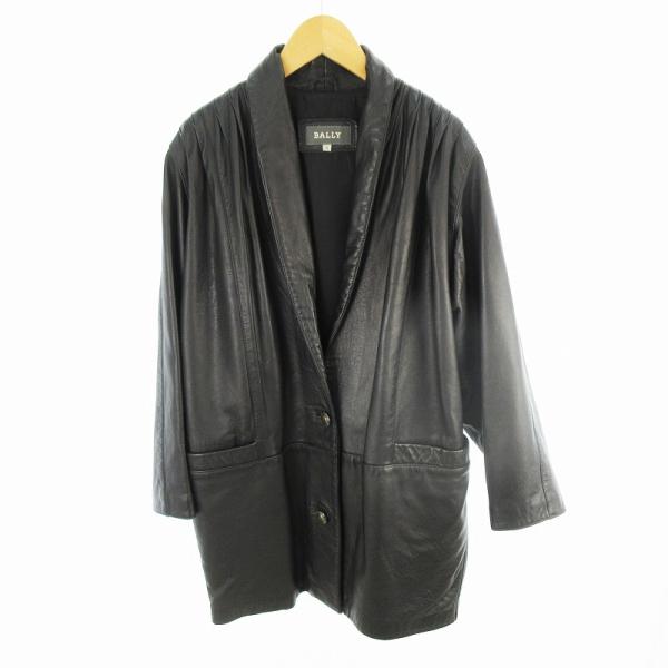 【中古】バリー BALLY 90’S レザージャケット コート 2B 羊革 ラムスキン 黒 ブラック 6 ヴィンテージ オールド アウター レディース Bally（バリー） BALLY 90'S レザージャケット コート 2B 羊革