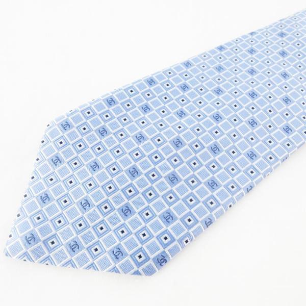 CHANEL（シャネル） ネクタイ 総柄 ココマーク チェック ブルー 青
