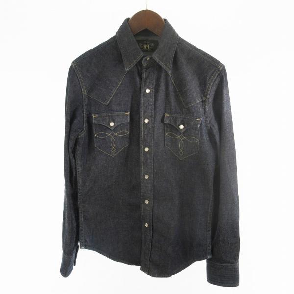 ダブルアールエル RRL XS デニム ウエスタン シャツ 長袖 コンチョ