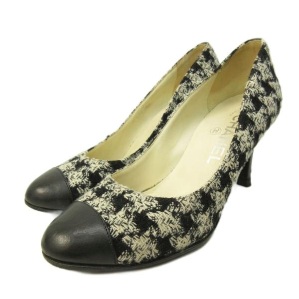 CHANEL シャネル 千鳥柄 ハウンドゥース レザー パンプス ブラック レディース シャネル CHANEL パンプス 千鳥柄 ハウンドゥース ブラック 【公式通販】