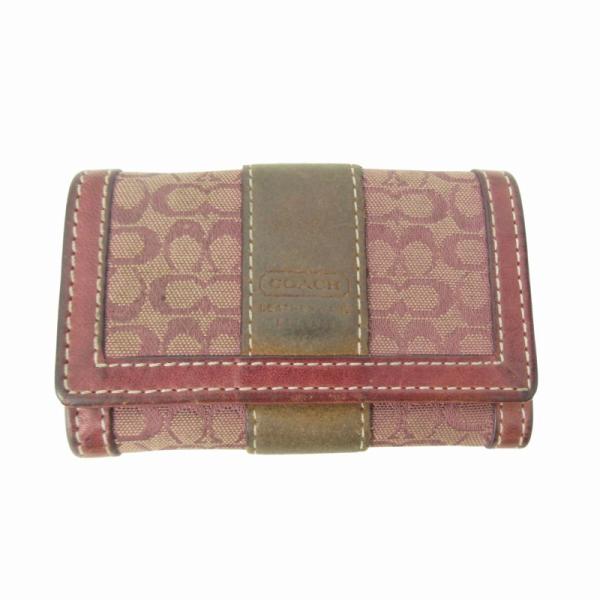 COACH コーチ 6連 キーケース 鍵入れ ロゴ 赤系 レッド系 ☆AA