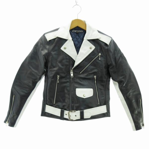 JIMSINN ジムズイン　白黒ツートン　ライダースジャケット JIMSINN ジムズイン ダブルライダース ジャケット バイカラー 白