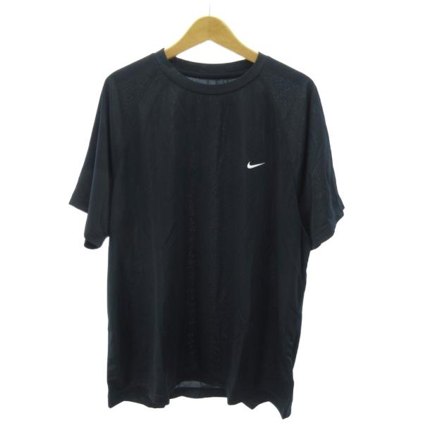 【未使用品】Nike テニスロゴ刺繍DRI-FIT ブラックポロシャツXLサイズ NIKE ナイキ ポロシャツ 半袖 ロゴ ワッペン コットン XL
