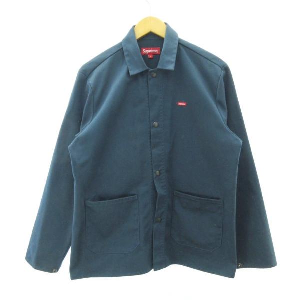 【中古】シュプリーム SUPREME スモールボックスロゴ ショップジャケット ワーク 緑系 グリーン系 S ☆AA★ メンズ Supreme（シュプリーム） スモールボックスロゴ ショップジャケット