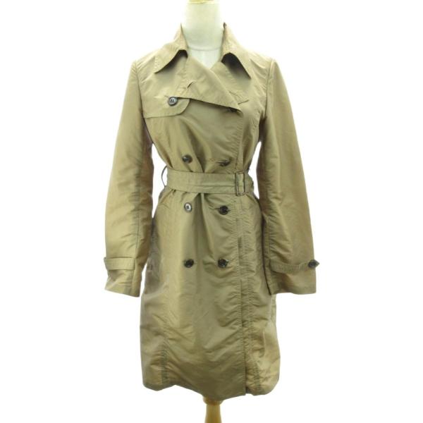 アナイ ANAYI 美品 ナイロン トレンチコート ダブル ロング ベージュ系