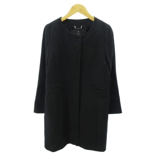 INED（イネド） ノーカラーコート カシミヤ100% ロング丈 9 黒