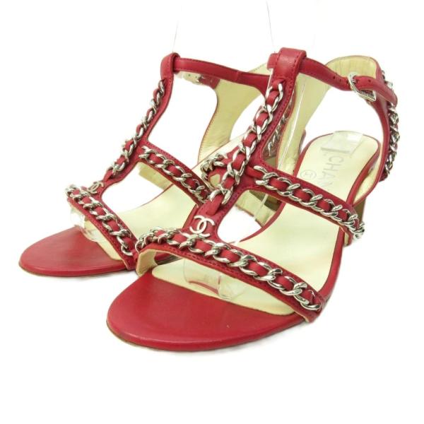 シャネル　CHANEL　ヒールパンプス　ミュール　ココマーク　ストラップ　34 CHANEL（シャネル） ココマーク パンプス チェーン チャンキー ヒール