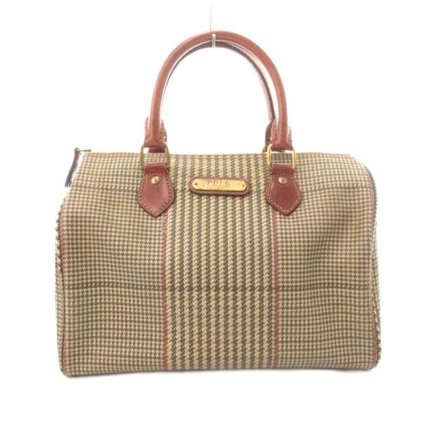 良品 1788 RALPH LAUREN ミニボストンバッグ シボ革 ブラウン 良品 1788 RALPH LAUREN ミニボストンバッグ シボ革 ブラウン