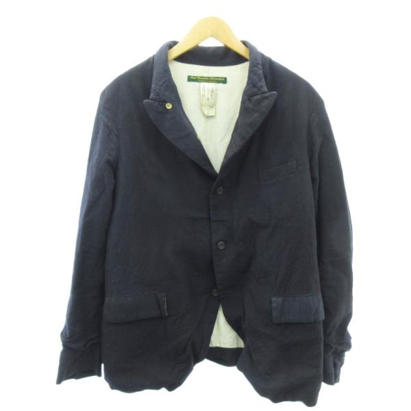 【中古】ポールハーデン Paul Harnden ウールツイード ブレザー ジャケット ヘリンボーン 縮絨 アルチザン 約S 紺 ポールハーデン Paul Harnden ウールツイード ブレザー ジャケット