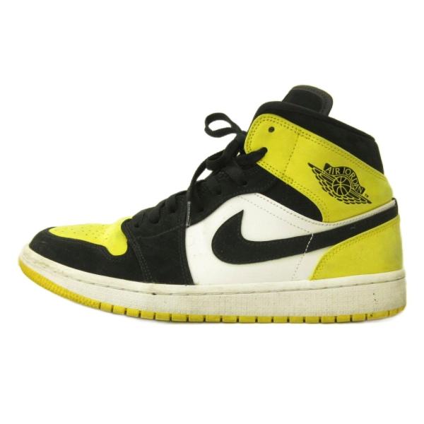 ナイキ NIKE エアジョーダン AIR JORDAN 1 MID SE スニーカー シューズ ミッドカット ヌバック レザー US10 28.0cm 黄 黒