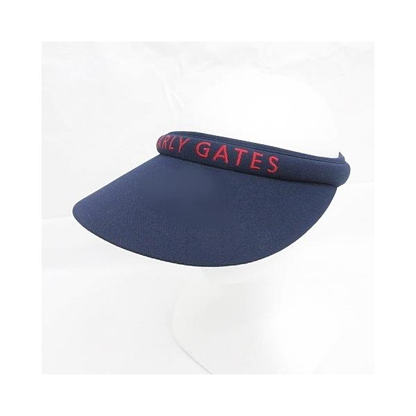 パーリーゲイツ PEARLY GATES ゴルフ 帽子 サンバイザー ロゴ ネイビー