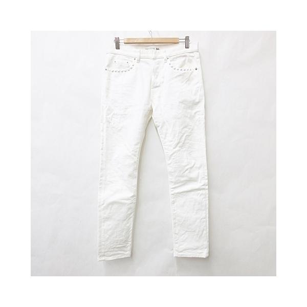 【中古】ヴァレンティノ ヴァレンチノ  VALENTINO パンツ デニム カラーデニム ロックスタッズ ストレッチ 綿 コットン ホワイト 白 30 ヴァレンティノ ヴァレンチノ VALENTINO パンツ デニム ロング カラー