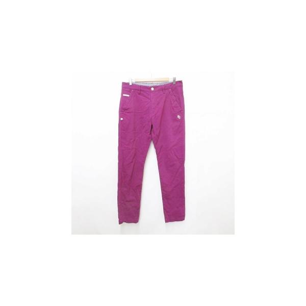 美品 パーリーゲイツ ゴルフパンツ 紫 PGロゴ メンズ サイズ6 快適素材 パーリーゲイツ PEARLY GATES ゴルフ パンツ ロング 綿