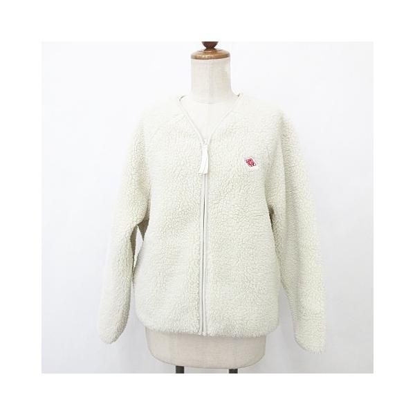 ダントン DANTON ジャケット ノーカラー ジップアップ ボア 白