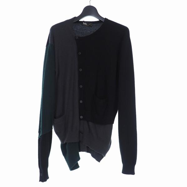 【中古】カラー kolor 19AW カシミヤ カラーブロック ニット カーディガン 3 黒 グレー グリーン 19WCM-N05303 カラー kolor 19AW カシミヤ カラーブロック ニット カーディガン 3