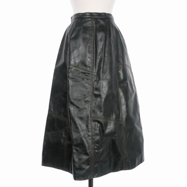 MARNI/マルニ、サスペンダーラップスカート、パッチワーク巻きスカート、42 MARNI マルニ ヴィンテージ加工 レザー ロングスカート パッチ
