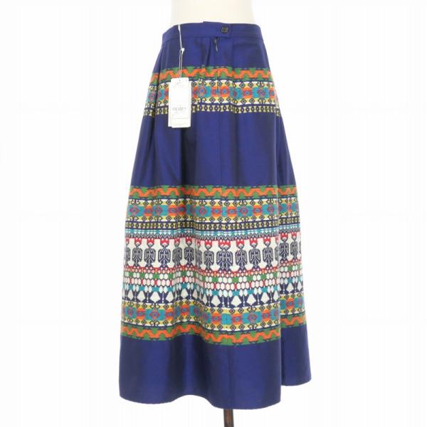 【中古】ディースクエアード DSQUARED2 22AW ネイティブ柄 刺繍 ロングスカート 38 紺 S75MA0830 国内正規 レディース DSQUARED2（ディースクエアード） DSQUARED2 22AW ネイティブ柄 刺繍
