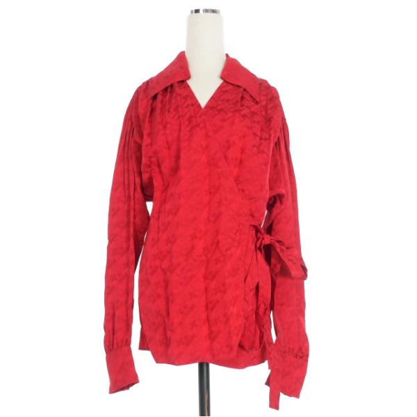 【中古】マルニ MARNI 22AW FLUID VISCOSE ジャガード カシュクールシャツ ブラウス 長袖 40 赤 レッド GOMA0466F1 MARNI（マルニ） MARNI 22AW FLUID VISCOSE ジャガード カシュクール