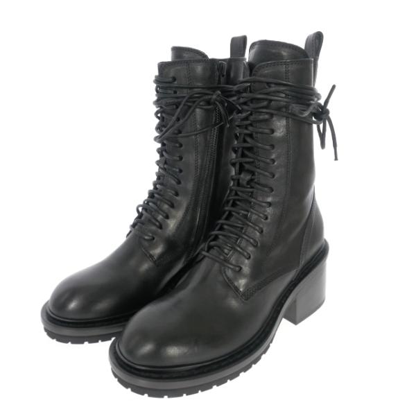 アンドゥムールメステール 黒36.5 スエード ニーハイブーツ バックル付き