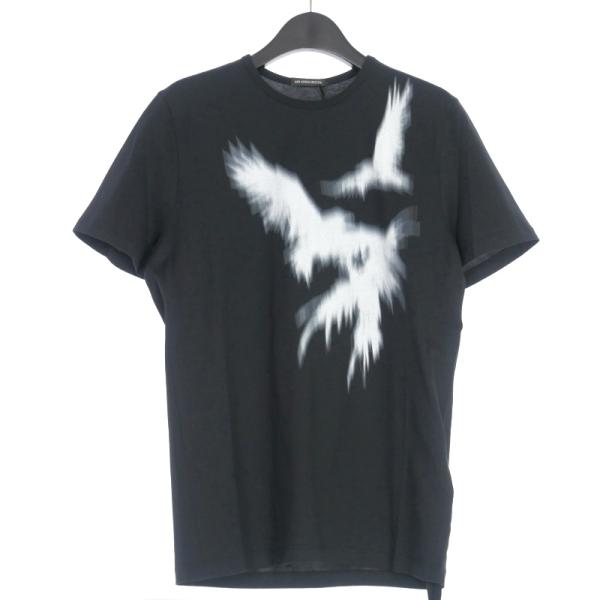 新品タグ付Ann Demeulemeester プリントシルクミリタリーシャツ Ann Demeulemeester プリント シルクシャツ | ブラック