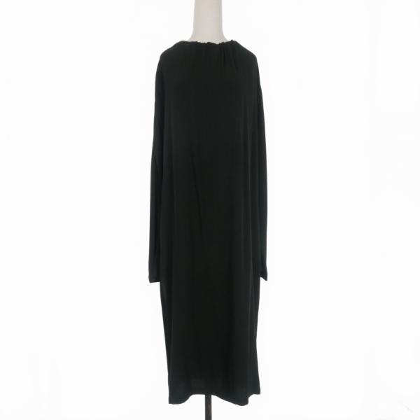 【中古】未使用品 マルニ MARNI 21AW フロントギャザーワンピース ロングドレス 42 黒 ブラック ABMA0725A0 国内正規 vectorpremium_140-902504140001