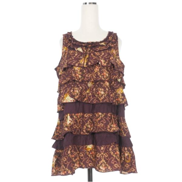 PINK HOUSE ピンクハウス ピコ加工 フラワープリント フリル