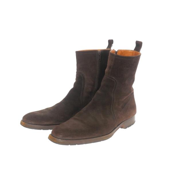 【中古】サントーニ SANTONI サイドジップ スエード ショートブーツ 靴 6 ブラウン 茶 66543 メンズ サントーニ SANTONI サイドジップ スエード ショートブーツ 靴 6
