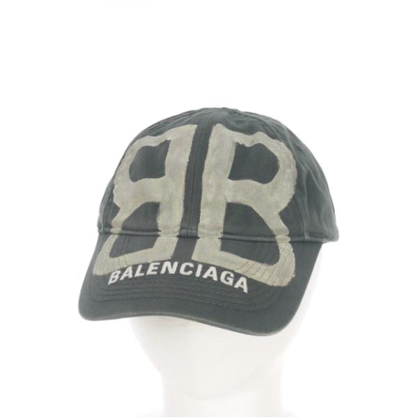 太*肴様 BBスプレイド・キャップ で グレー＆シルバー BALENCIAGA バレンシアガ BB Sprayed cap スプレイド プリント
