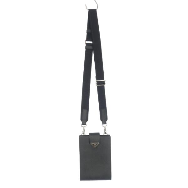 N【PRADA】 スマホショルダーバッグ ブラック PRADA 【並行輸入品】 プラダ ショルダーバッグ レザースマホ