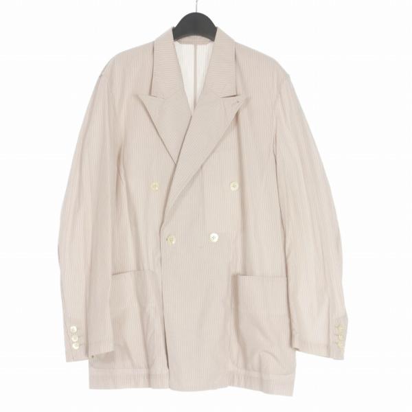 【中古】ヨーク YOKE STRIPE DOUBLE BRESTED SHIRT JACKET シャツジャケット ブレザー 3 ベージュ YK22SS0331J メンズ ヨーク YOKE STRIPE DOUBLE BRESTED SHIRT JACKET シャツジャケット