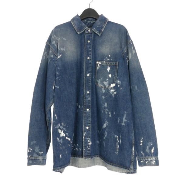 マーティンローズ Martine Rose ロゴ刺繍 ペイント デニムシャツ