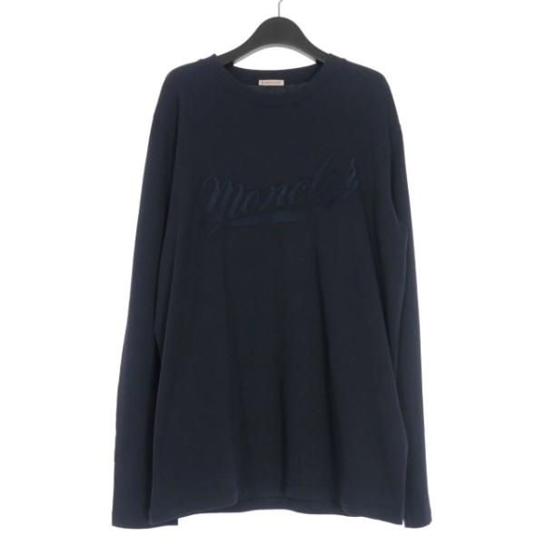 【中古】モンクレール MONCLER LS TSHITS ロゴ刺繍 ロングスリーブTシャツ カットソー 長袖 L ネイビー 紺 I10918D00002 国内正規 MONCLER（モンクレール） MONCLER LS TSHITS ロゴ刺繍 ロングスリーブT