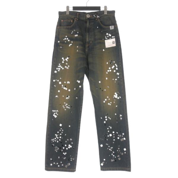 【中古】未使用品 ミハラヤスヒロ 25AW EMBELLISHED JEANS ラインストーン デニムパンツ 44 インディゴ A15PT025-0 未使用品 ミハラヤスヒロ MIHARA YASUHIRO 25AW EMBELLISHED JEANS