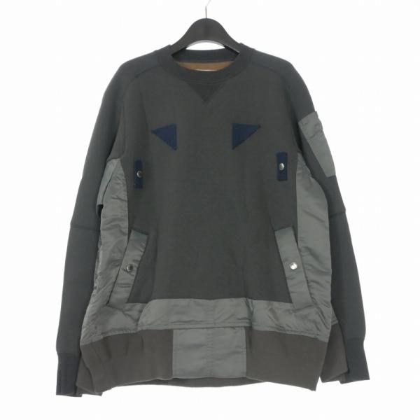 22ss！sacai［SatinxKnit Pullover］サカイ　2/M サカイ sacai 22AW Nylon Twill x Sponge Sweat Pullover ドッキング