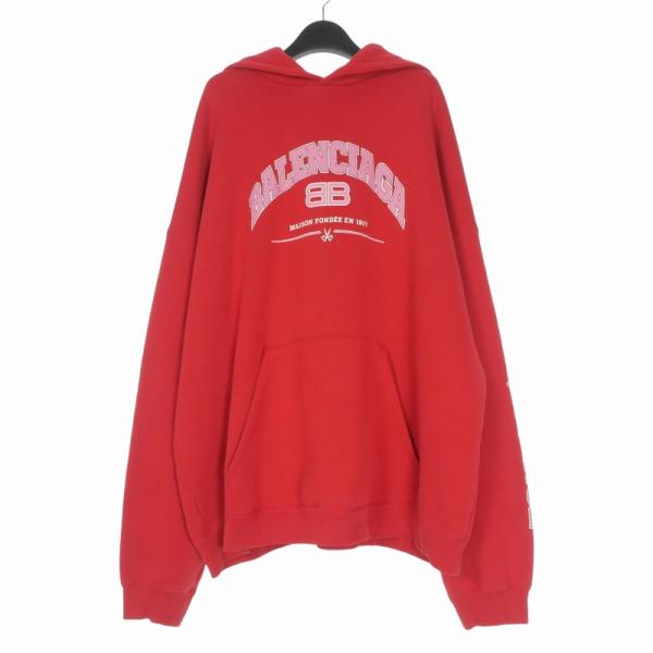 バレンシアガ 22SS ロゴプリント フーディ パーカー 長袖 4 レッド 赤 BALENCIAGA（バレンシアガ） BALENCIAGA 22SS ロゴプリント フーディ