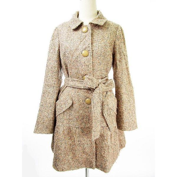 シンシアローリー CYNTHIA ROWLEY コート ステンカラー ツイード ウール混 2 ピンク レディース中古 【ベクトル 古着】