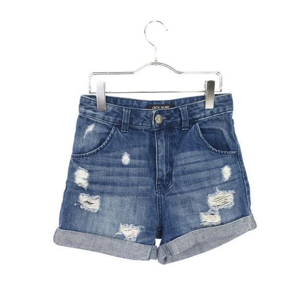 セシルマクビー CECIL McBEE パンツ ショート デニム ダメージ加工 S 青 ブルー /tk レディース中古 【ベクトル 古着】