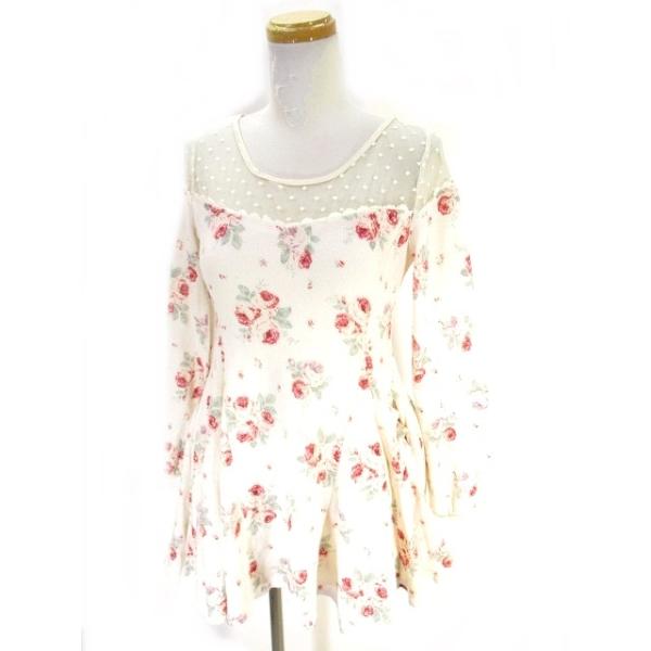 中古 リズリサ Liz Lisa ニット ワンピース 長袖 花柄 白 ホワイト 0 レディース ベクトル 古着 Dejapan Bid And Buy Japan With 0 Commission
