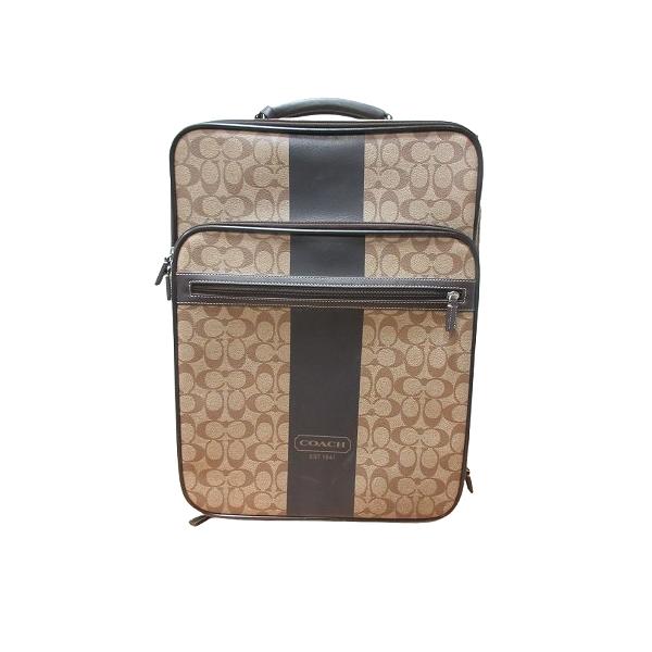 【中古】コーチ COACH キャリー ケース シグネチャー トラベル バッグ 総柄 ブラウン QQQ メンズ レディース COACH（コーチ） キャリー ケース シグネチャー トラベル バッグ 総柄