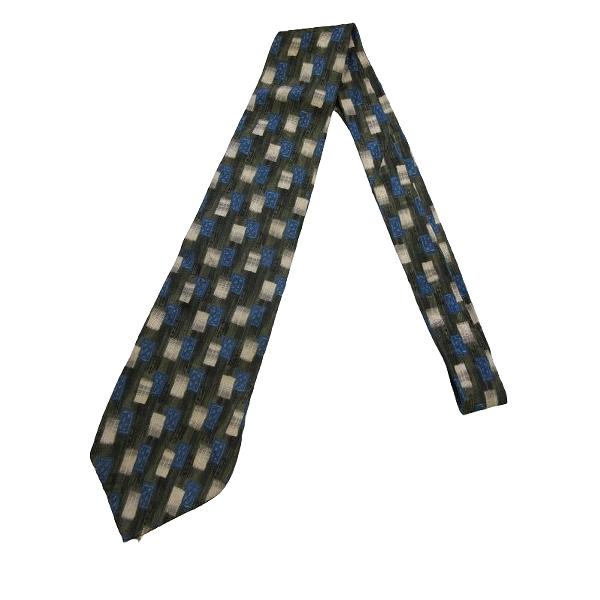 VANHEUSEN ネクタイ ワイドタイ シルク 総柄 カーキ QQQ メンズ