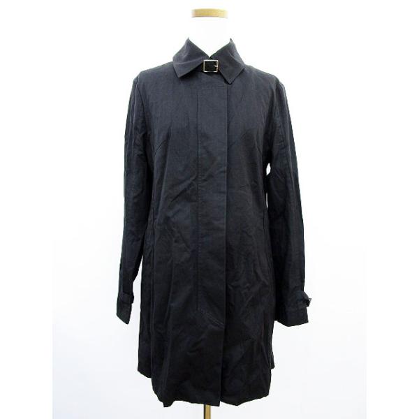 ハリス HARRISS ジャケット コート ステンカラー ロング コットン 黒 ブラック レディース中古 【ベクトル 古着】