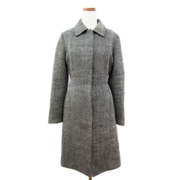 ビッキー VICKY コート ステンカラー ストライプ ウール グレー レディース中古 【ベクトル 古着】