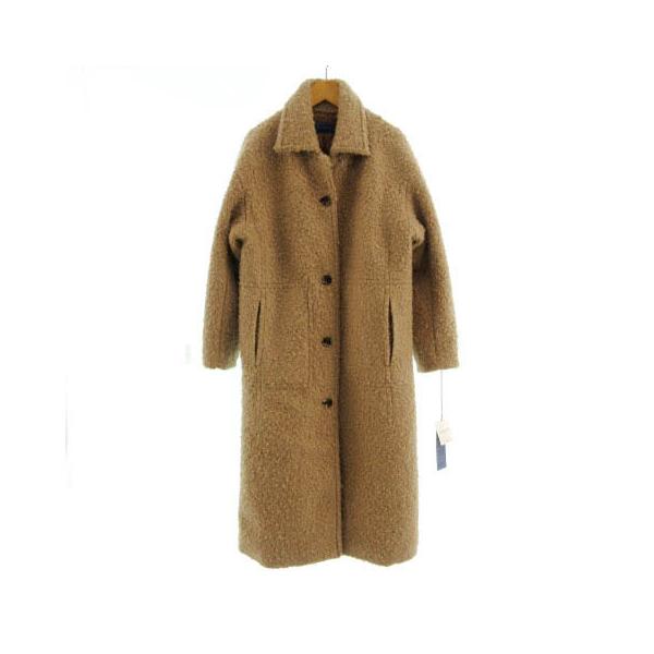 【中古】未使用品 マリンフランセーズ LA MARINE FRANCAISE コート ステンカラー ボア ロング 茶系 ベージュブラウン 未使用品 マリンフランセーズ LA MARINE FRANCAISE コート ステン