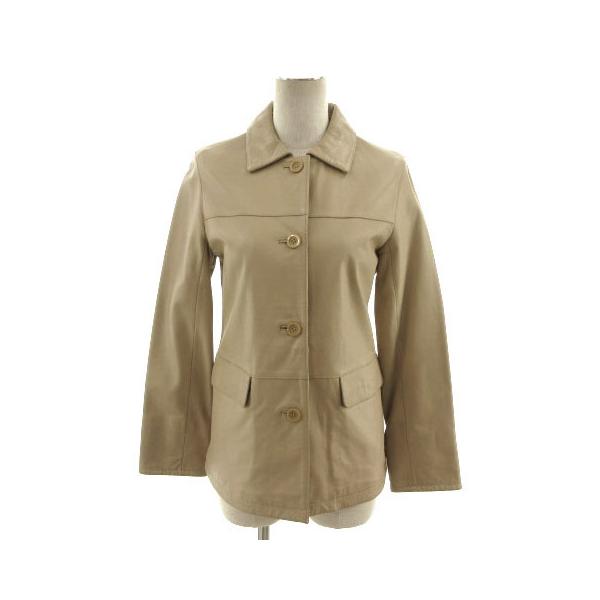 Ray BEAMS ベージュ　レザージャケット M レイビームス Ray Beams ジャケット ステンカラー 羊皮 レザー