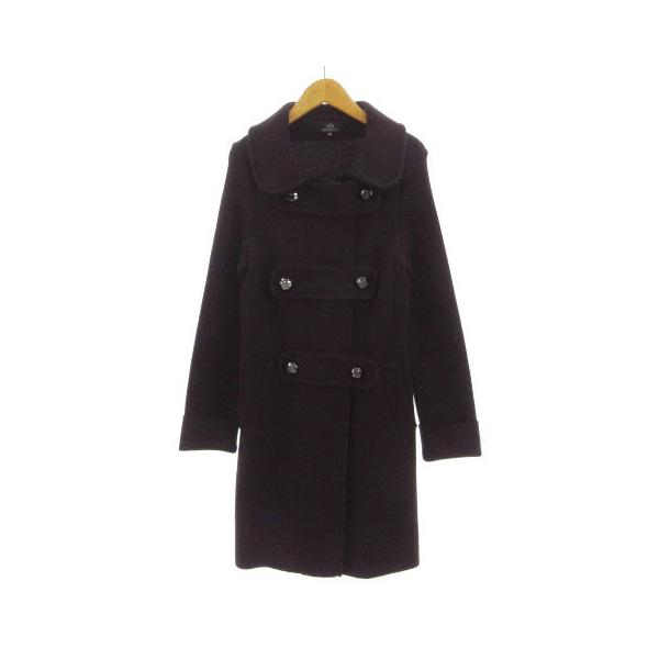 【中古】ダブルビー モガ WB MOGA コート ニット ステンカラー 日本製 ウール エンジパープル 38 レディース ダブルビー モガ WB MOGA コート ニット ステンカラー 日本製 ウール