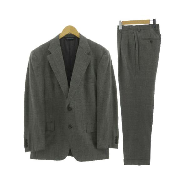 【中古】ブルックスブラザーズ スーツ ジャケット パンツ 裾ダブル グレンチェック グレー 黒 茶系 38SHT 32W BROOKS BROTHERS（ブルックスブラザーズ） スーツ ジャケット